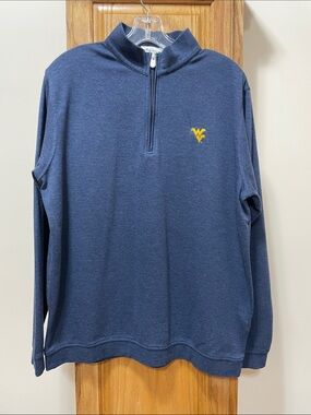 Peter Millar Navy Quarter-Zip Pullover with WV Embroidered Logo Size Large